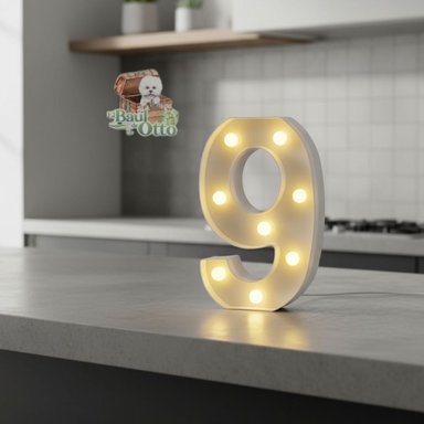 NÚMEROS 9 ACRÍLICO BLANCO CON LUCES LED A PILAS CUMPLEAÑOS