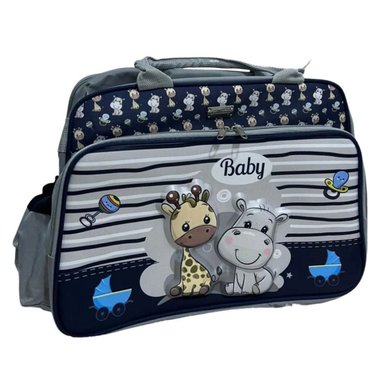 BOLSO CARTERA PAÑALERA PARA BEBE AZUL CON DISEÑO - 1