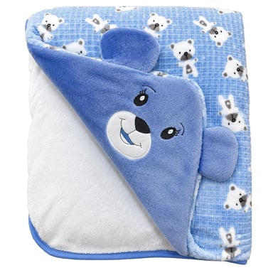 MANTA COLCHA ABRIGADORA DE BEBE DE FELPA FORRADA DE ALGODÓN  CELESTE - 3