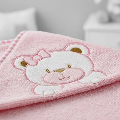 SET DE BAÑO DE BEBE + TOALLA + SALIDA DE BAÑO + MANOPLA + BABITA (ROSADO) - 2