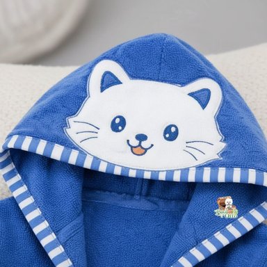 SET DE BAÑO DE BEBE + TOALLA + SALIDA DE BAÑO + MANOPLA + BABITA (AZUL) - 2
