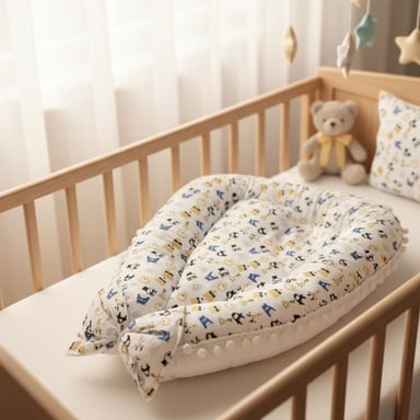 NIDO COLECHO PARA BEBE CON ALMOHADA 85X 50 CON FORRO COLOR BLANCO - 1