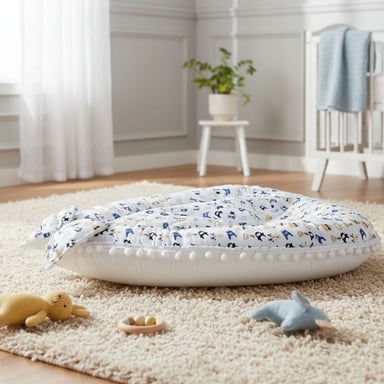 NIDO COLECHO PARA BEBE CON ALMOHADA 85X 50 CON FORRO COLOR BLANCO - 2