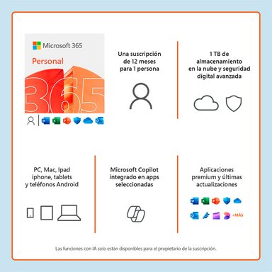 MICROSOFT 365 PERSONAL + IA COPILOT LICENCIA - 2