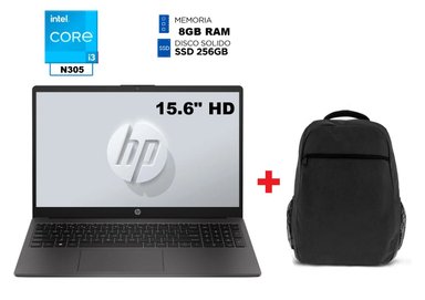 LAPTOP HP INTEL CORE I3 N305 RAM 8GB 256GB 15.6 PULGADAS HD + MOCHILA