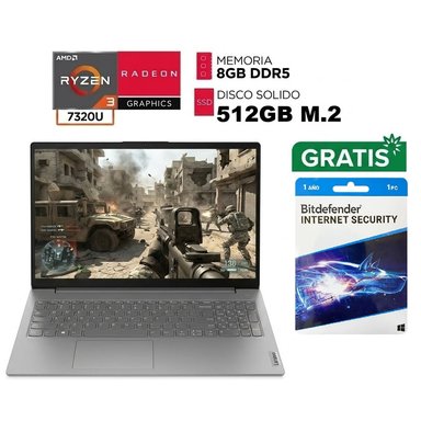 LAPTOP LENOVO AMD RYZEN 3 7320U RAM 8GB DDR5 SSD 512GB PANTALLA 15.6” FULL HD - 1