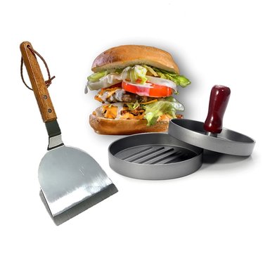 MOLDE PARA HAMBURGUESA - PRENSA HAMBURGUESA + ESPÁTULA