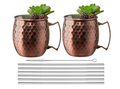 SET X2 MUG ICHIMATSU MOSCOW METÁLICO ML + SORBETES DE A. INOX 500 ACERO