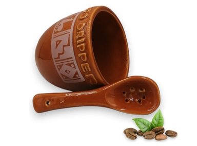 CAFETERA GOTA A GOTA ARTESANAL MUPECO CARAMELO PERUANÍSIMOC ARCILLA