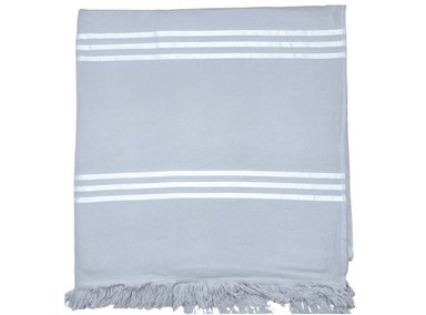 TOALLA DE PLAYA TURCA GRIS CON LÍNEAS BLANCAS 90CM X 180CM