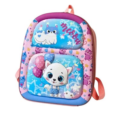 MOCHILA ROSADO NIÑAS KAWAII GATITO ALTO RELIEVE INFANTIL 3D