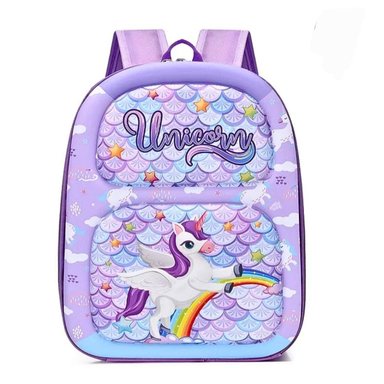 MOCHILA LILA NIÑAS KAWAII UNICORNIO ALTO RELIEVE INFANTIL 3D