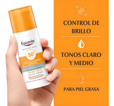 PROTECTOR SOLAR EUCERIN TOQUE SECO COLOR MEDIO FPS 50 50ML - 2