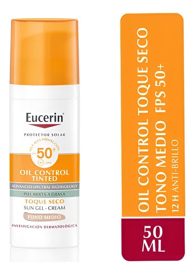 PROTECTOR SOLAR EUCERIN TOQUE SECO COLOR MEDIO FPS 50 50ML - 7
