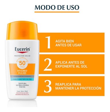 EUCERIN PROTECTOR SOLAR FACIAL HYDRO FLUID FPS50+ 50 ML - 2