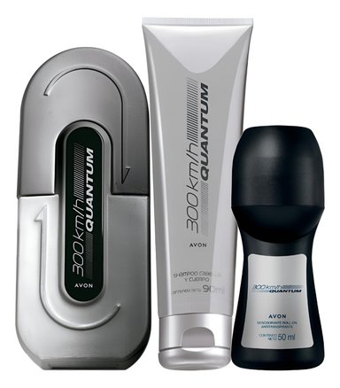 300 KM/H QUANTUM PERFUME DE HOMBRE CON DEO Y SHAMPOO AVON