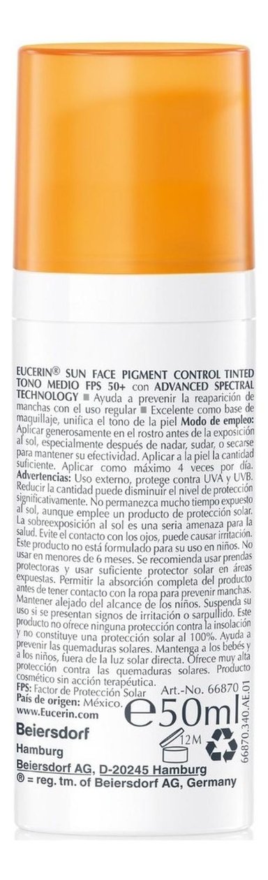 EUCERIN SOLAR PIGMENT CONTROL COLOR TONO MEDIO FPS50 X 50 ML - 5
