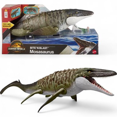 JURASSIC WORLD REBIRTH MOSASAURUS Y DILOPHOSAURUS