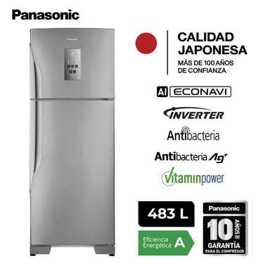 REFRIGERADORA PANASONIC 483 L TOP FREEZER BT55