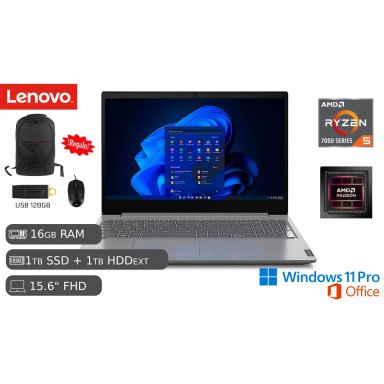 LAPTOP NUEVA RYZEN 5 7520U 16GB RAM 1TB SSD + 1TB HDD EXTERNO + USB 128GB + MOCHILA