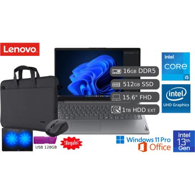 LAPTOP LENOVO V15 G5 IRL I5-13420H 16GB DDR5 512GB SSD 15.6 FHD + 1TB HDD EXTERNO + COOLER