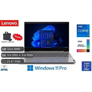 LAPTOP NUEVA LENOVO V15 G4 IRL INTEL CI7 13VA 32GB DDR5 1TB SSD+ 1TB HDD 15.6 FHD