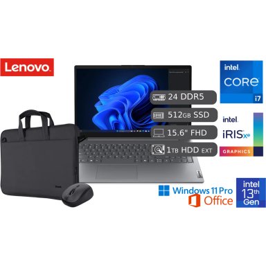LAPTOP LENOVO V15 G4 IRL INTEL CORE I7 13VA 24GB DDR5 512GB SSD MAS 1TB HDD 15.6 FULL HD INCLUYE MALETIN Y MOUSE