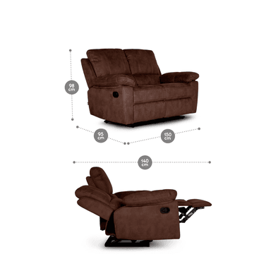 ROSEN SOFÁ RECLINABLE BRUNO TELA 2 CUERPOS - 8
