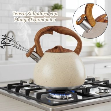 TETERA SILBADORA ACERO INOX ACABADO GRANITO 5L BEIGE - 2