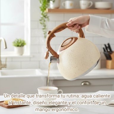 TETERA SILBADORA ACERO INOX ACABADO GRANITO 5L BEIGE - 3