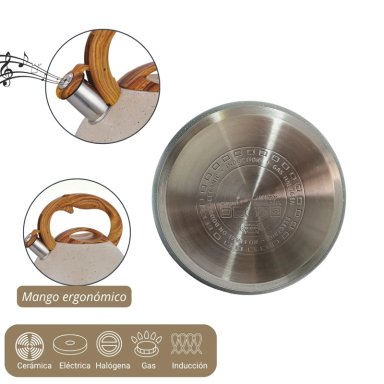 TETERA SILBADORA ACERO INOX ACABADO GRANITO 5L BEIGE - 4