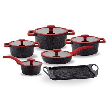 SET OLLAS SUPREMA SU-ZKM-11 NEGRO ROCA VOLCANICA 11 PCS