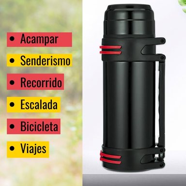 TERMO OEM ACERO INOXIDABLE VERDE MILITAR 2.5 L PARA CAMPING DOBLE - 2