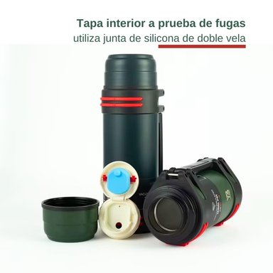 TERMO OEM ACERO INOXIDABLE VERDE MILITAR 2.5 L PARA CAMPING DOBLE - 5