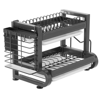 ESCURRIDOR OEM NEGRO SECADOR PLATOS COCINA 2 NIVELES