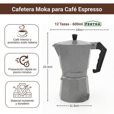 CAFETERA ITALIANA CFTR-NGRT EXPRESSO MOKA 12 TAZAS COLOR PLOMO - 2