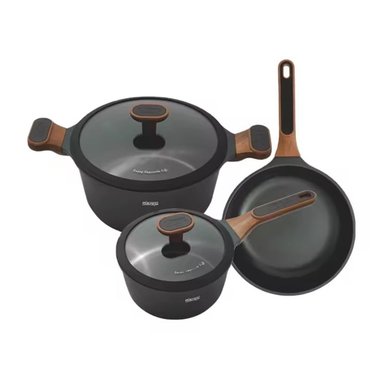 JUEGO DE OLLAS DSP NEGRO Y SARTEN ANTIADHERENTE POR 5 PIEZAS