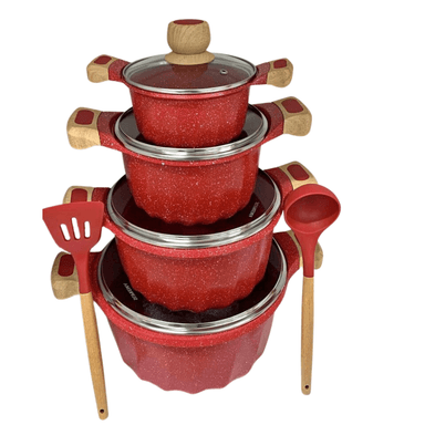 JUEGO DE OLLAS SUPREMA SPRMX10 ROJO ANTIADHERENTES 10 PCS