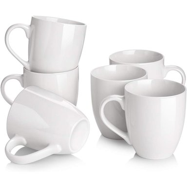 TAZAS BLANCAS Y ELEGANTES DE PORCELANA PACK X6 PARA CAFÉ, TÉ Y MÁS