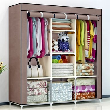 ROPERO ARMABLE DE TELA 3 CUERPOS CON 8 DIVISIONES MARRÓN