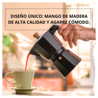 CAFETERA MOKA ITALIANA 3 TAZAS - 150ML NEGRO ELEGANTE - 4