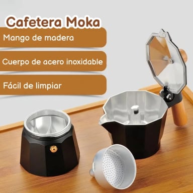 CAFETERA MOKA ITALIANA 3 TAZAS - 150ML NEGRO ELEGANTE - 5