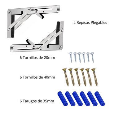 REPISA, SOPORTE, ÁNGULO PLEGABLE PUSH 40CM PACK X2 - 3