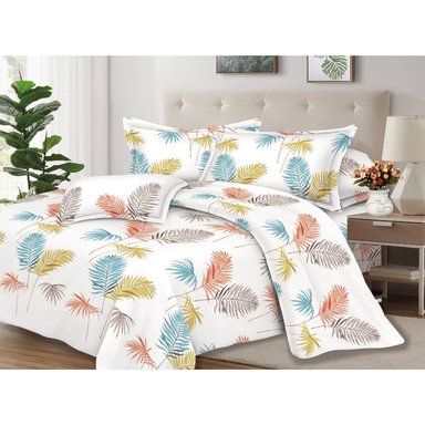 JUEGO DE SÁBANAS ALGODÓN 2PLAZAS 4 PIEZAS 2000 HILOS BLANCO PALMERA
