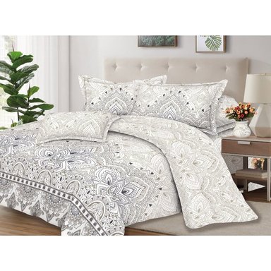 JUEGO DE SÁBANAS ALGODÓN 2PLAZAS 4 PIEZAS 2000 HILOS BLANCO GRIS