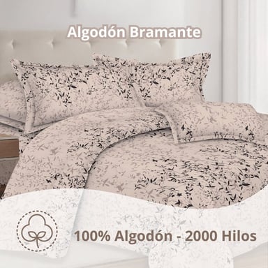 JUEGO DE SÁBANAS ALGODÓN 2PLAZAS 4 PIEZAS 2000 HILOS COCOA - 2