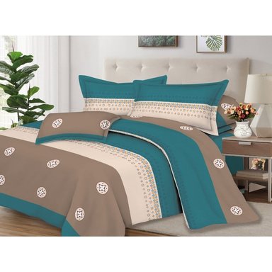 JUEGO DE SÁBANAS ALGODÓN 2PLAZAS 4 PIEZAS 2000 HILOS TURQUEZA BEIGE