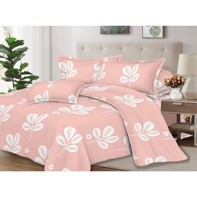 JUEGO DE SÁBANAS ALGODÓN 2PLAZAS 4 PIEZAS 2000 HILOS ROSA BLANCO - 1