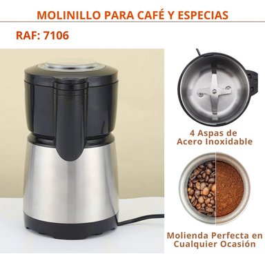 MOLINILLO ELÉCTRICO PARA CAFÉ, GRANOS Y ESPECIAS 4 ASPAS 200W R7106 - 5