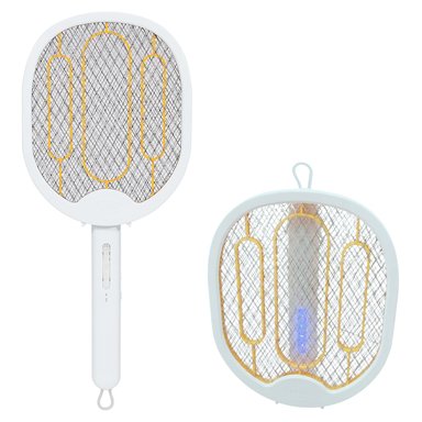 RAQUETA PLEGABLE 180° MATA MOSCA MOSQUITO RECARGABLE CON USB BLANCO